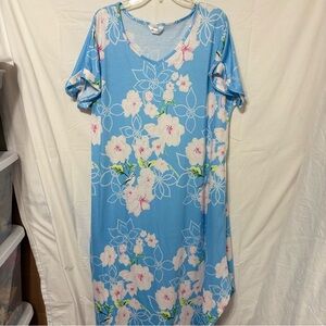Ekouaer women's floral print short-sleeve loungewear dress.